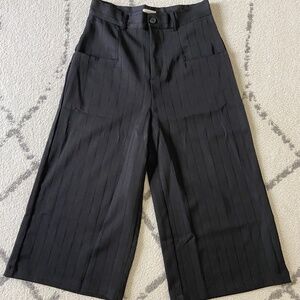 Black Twill Stripe Ginger Capri Pants- Unique Vintage